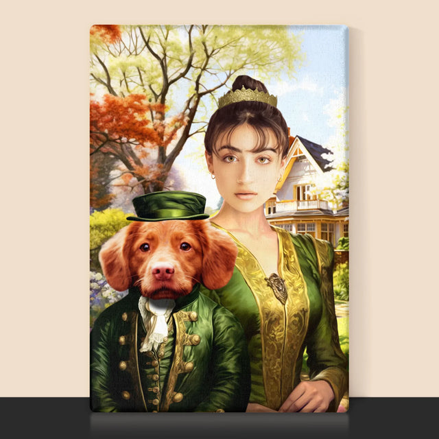 Koninklijk Portret: Dame Tijdens Wandeling - Afdruk Met Frame 30X40 (Verticaal)