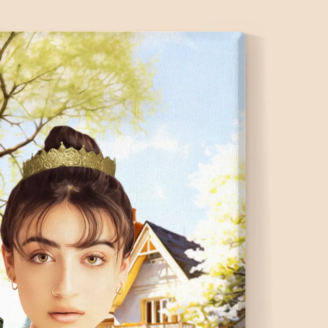 Koninklijk Portret: Dame Tijdens Wandeling - Afdruk Met Frame 30X40 (Verticaal)