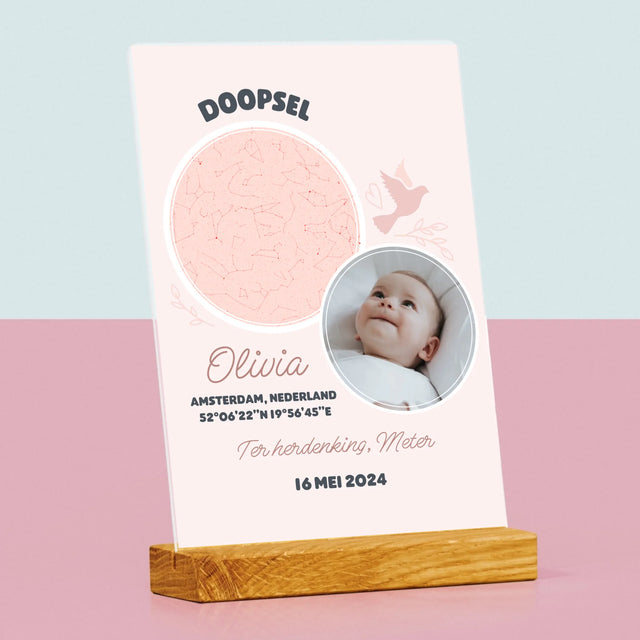 Starrenkaart: Doopsel - Afdruk Op Acrylglas (Verticaal)