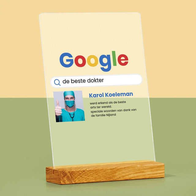 Foto En Handtekening: De Beste Dokter Google-Score - Afdruk Op Acrylglas (Verticaal)