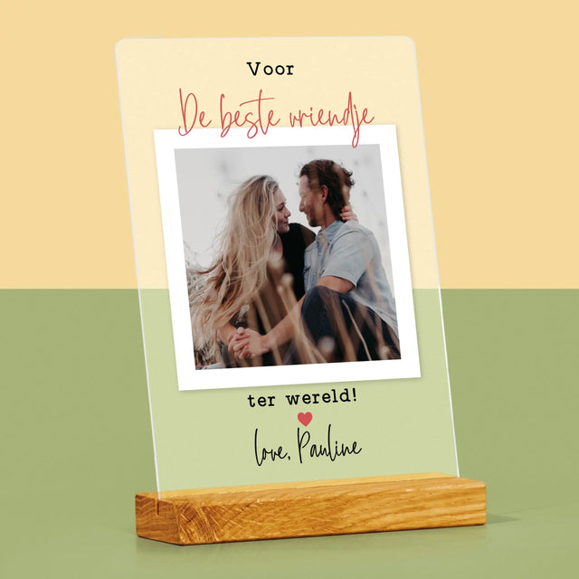 Foto En Handtekening: Voor De Beste Vriendje - Afdruk Op Acrylglas (Verticaal)