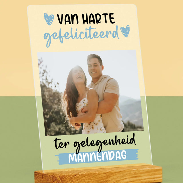 Foto En Handtekening: Wensen Voor Mannendag - Afdruk Op Acrylglas (Verticaal)