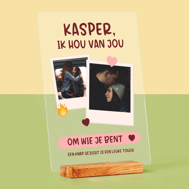 Fotocollage: Ik Hou Van Jou Om Wie Je Bent - Afdruk Op Acrylglas (Verticaal)