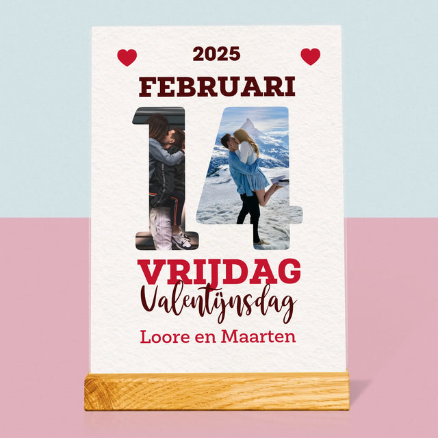 Woord Van Foto'S: Valentijnsdag Kalenderblad - Afdruk Op Acrylglas (Verticaal)