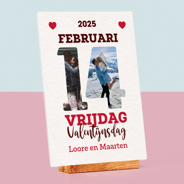 Woord Van Foto'S: Valentijnsdag Kalenderblad - Afdruk Op Acrylglas (Verticaal)