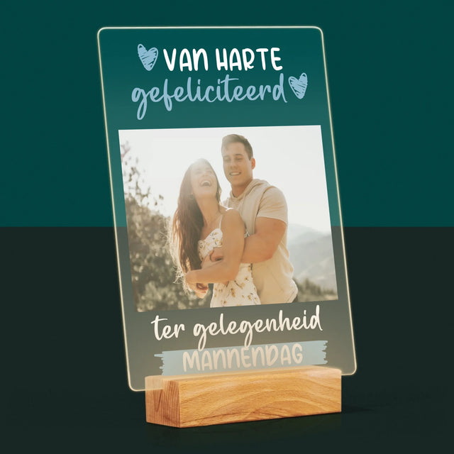 Foto En Handtekening: Wensen Voor Mannendag - Afdruk Op Acrylglas (Verticaal)