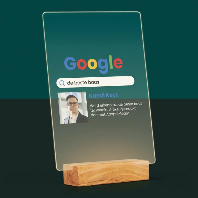Foto En Handtekening: De Beste Baas Google-Score - Afdruk Op Acrylglas (Verticaal)