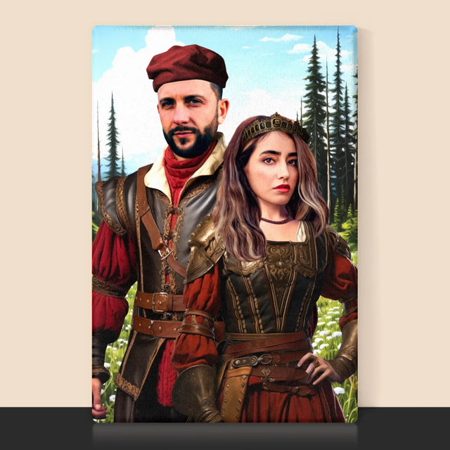 Koninklijk Portret: Hofelijk Paar - Afdruk Met Frame 30X40 (Verticaal)