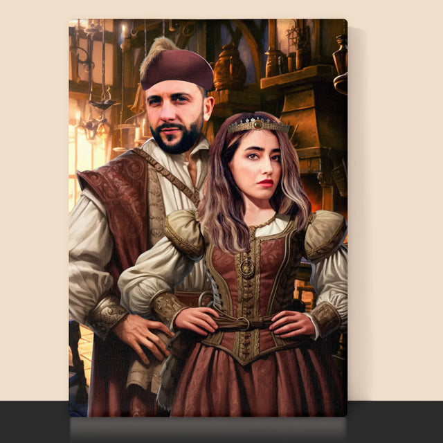 Koninklijk Portret: Aristocratische Koppel - Afdruk Met Frame 30X40 (Verticaal)