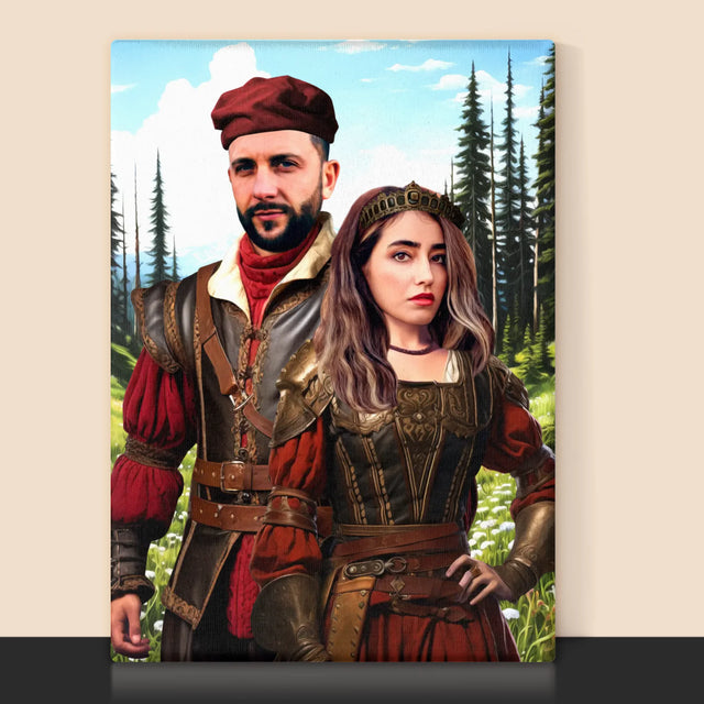 Koninklijk Portret: Hofelijk Paar - Afdruk Met Frame 30X40 (Verticaal)