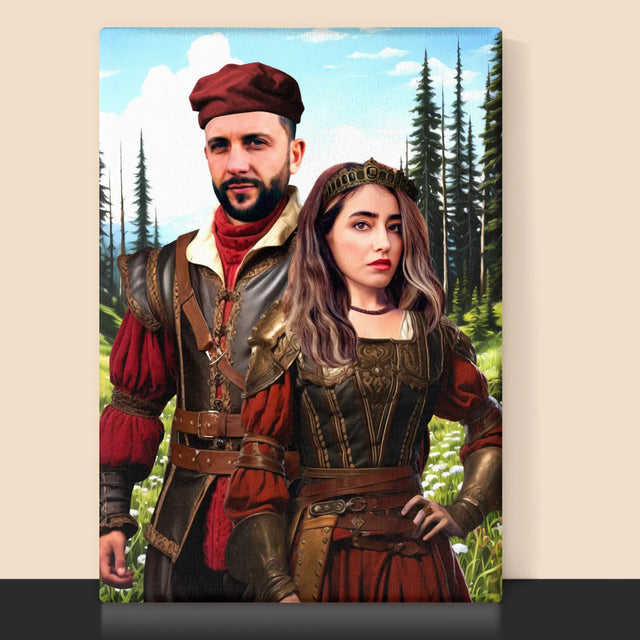 Koninklijk Portret: Hofelijk Paar - Afdruk Met Frame 30X40 (Verticaal)