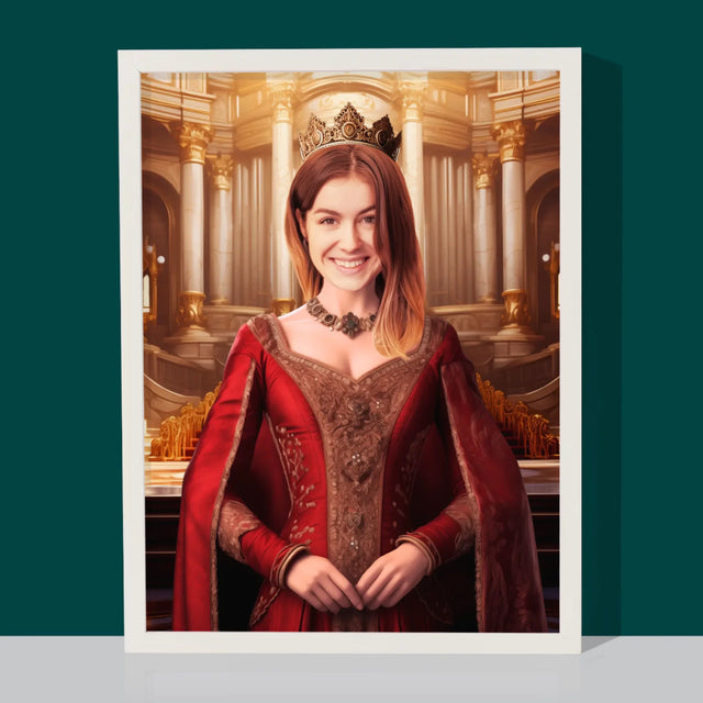 Koninklijk Portret: Koningin - Afdruk Met Frame 30X40 (Verticaal)