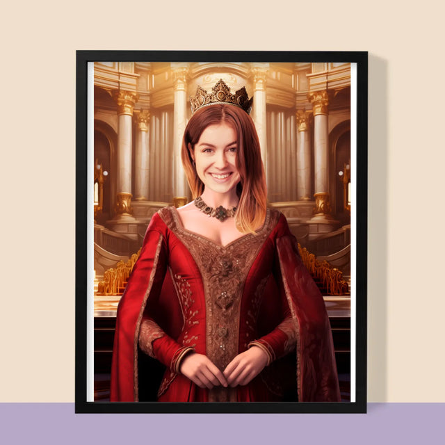 Koninklijk Portret: Koningin - Afdruk Met Frame 30X40 (Verticaal)