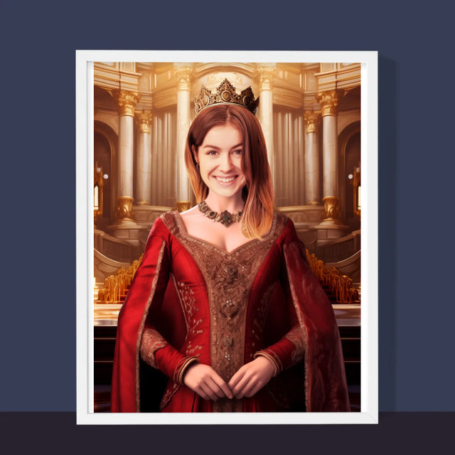 Koninklijk Portret: Koningin - Afdruk Met Frame 30X40 (Verticaal)