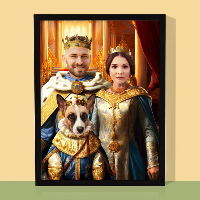 Koninklijk Portret: Heersers Met Huisdier - Afdruk Met Frame 30X40 (Verticaal)