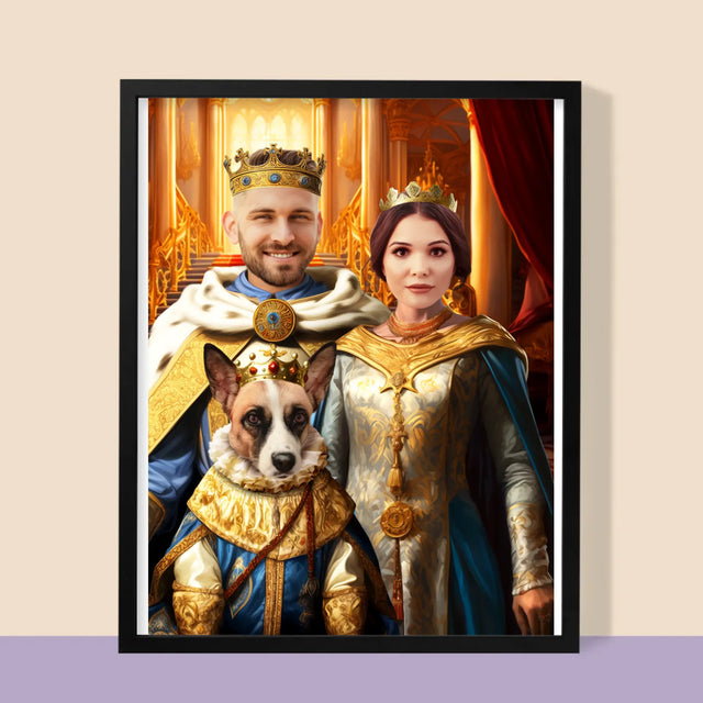 Koninklijk Portret: Heersers Met Huisdier - Afdruk Met Frame 30X40 (Verticaal)