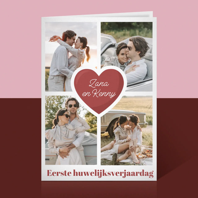 Fotocollage: 1 Jaar Samen - Wenskaart