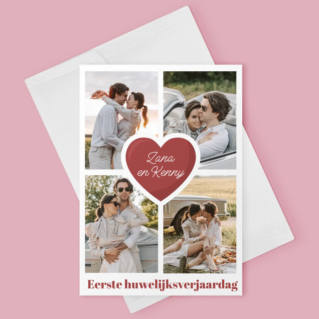 Fotocollage: 1 Jaar Samen - Wenskaart
