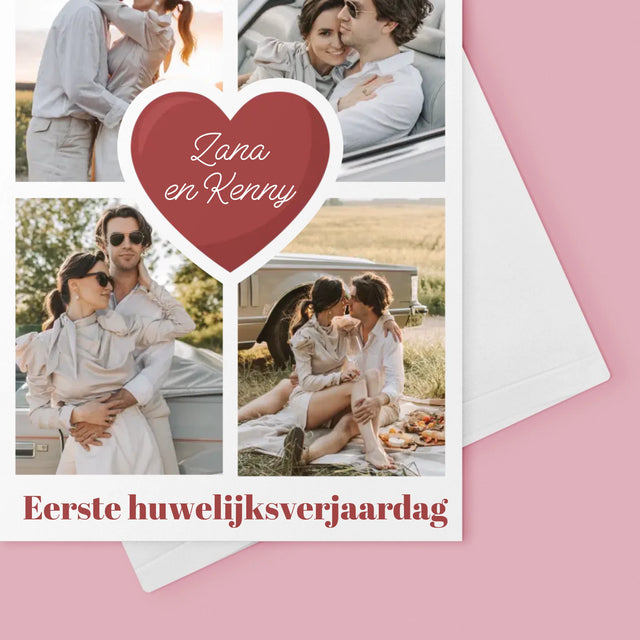 Fotocollage: 1 Jaar Samen - Wenskaart
