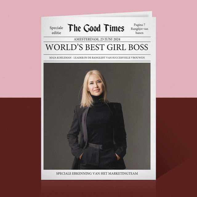 Omslag Van Tijdschrift: World’S Best Girl Boss - Wenskaart