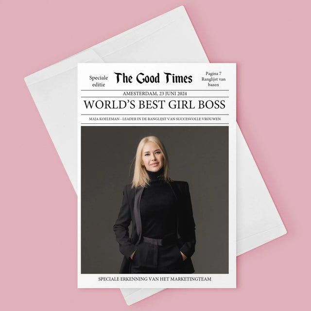 Omslag Van Tijdschrift: World’S Best Girl Boss - Wenskaart