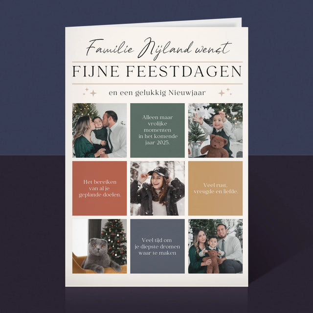 Fotocollage: Fijne Feestdagen, Wensen - Wenskaart