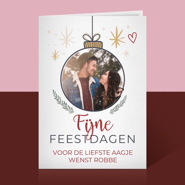 Foto En Handtekening: Fijne Feestdagen Kerstbal - Wenskaart