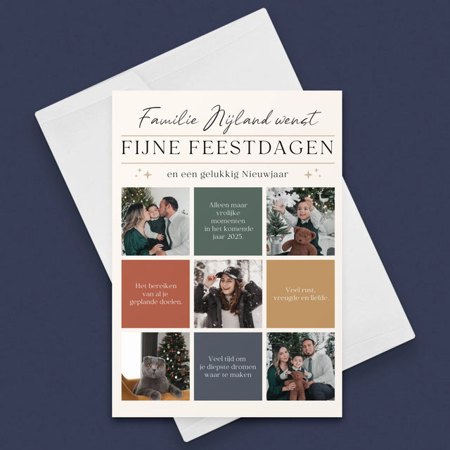 Fotocollage: Fijne Feestdagen, Wensen - Wenskaart