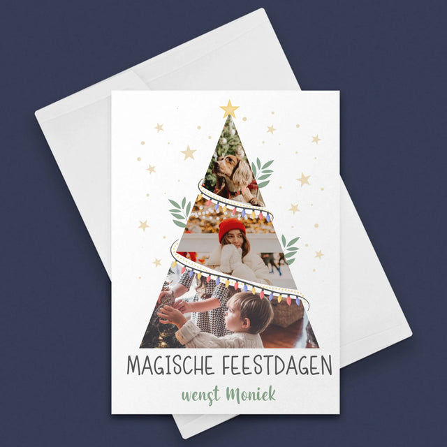 Fotocollage: Kerstboom, Magische Feestdagen - Wenskaart
