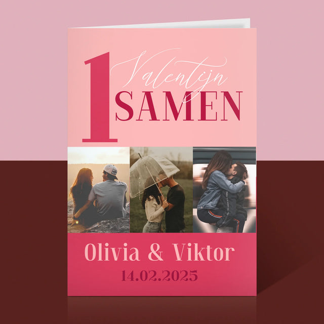 Fotocollage: Eerste Valentijn Samen - Wenskaart