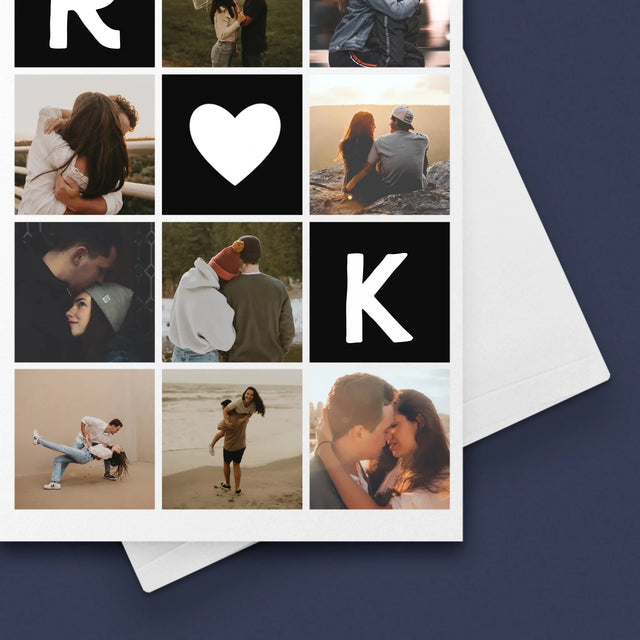 Fotocollage: Liefde Monogram Met Foto'S - Wenskaart