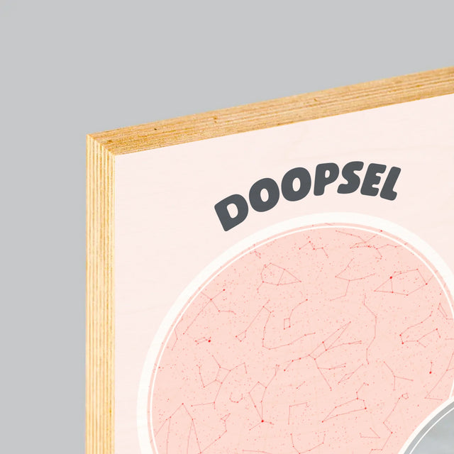 Starrenkaart: Doopsel - Afdruk Op Hout (Verticaal)