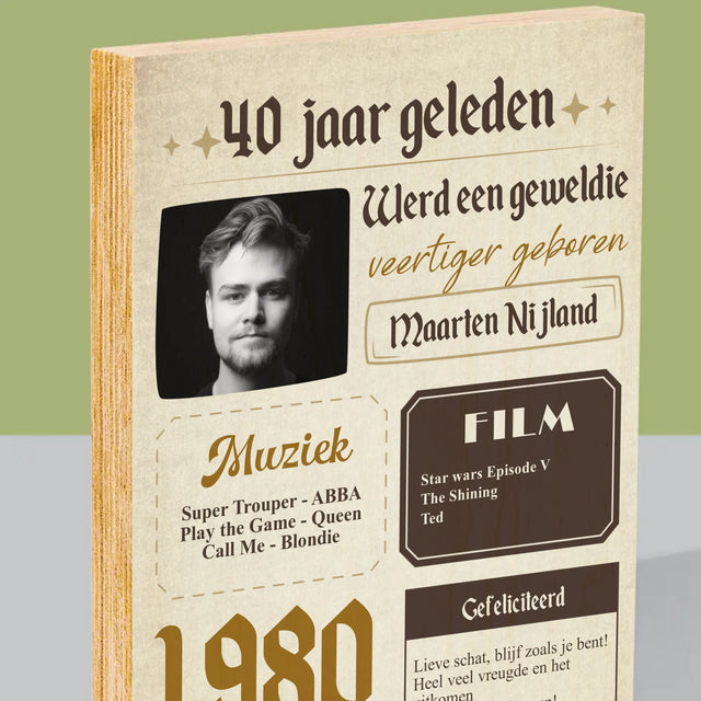 Omslag Van Tijdschrift: 40 Jaar Geleden - Afdruk Op Hout (Verticaal)