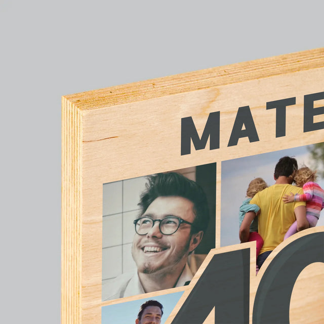 Fotocollage: 40 Jaar - Afdruk Op Hout (Verticaal)