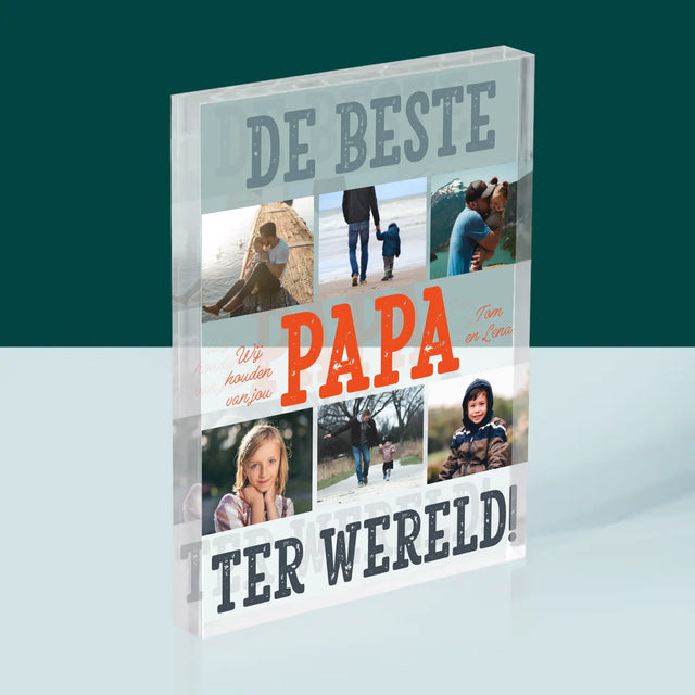 Fotocollage: De Beste Papa Ter Wereld, Foto'S - Acryl Blok
