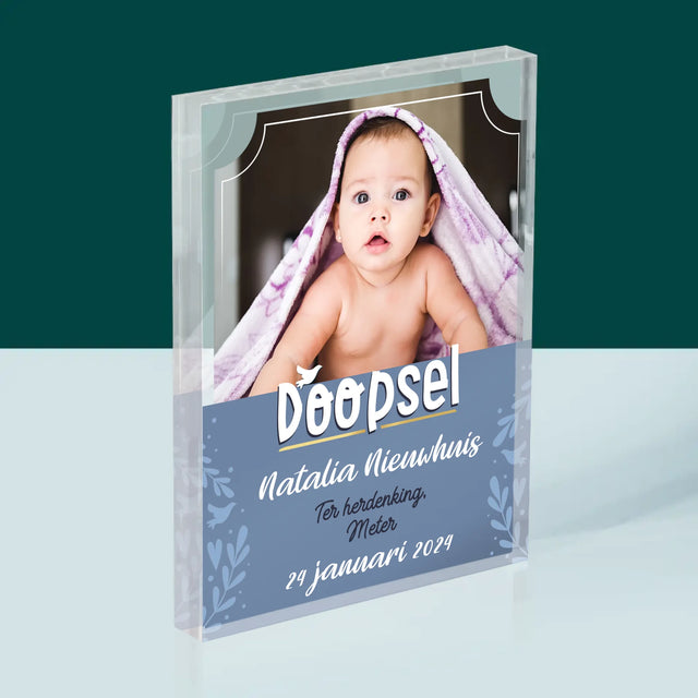 Foto En Handtekening: Doopsel - Acryl Blok