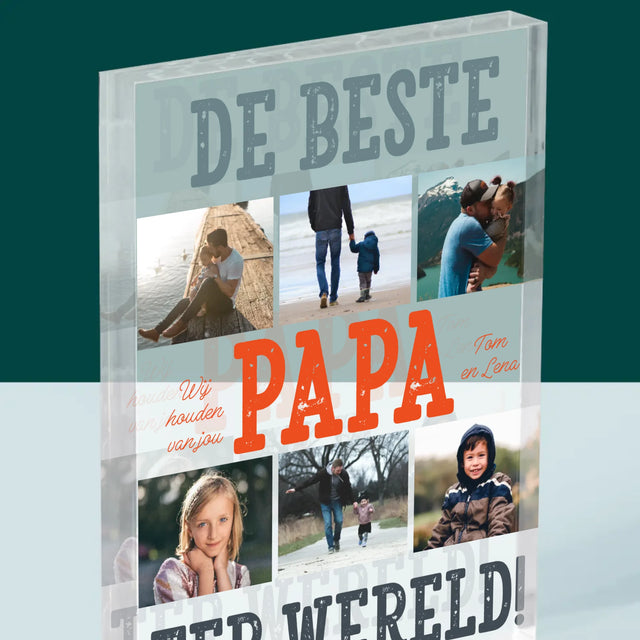 Fotocollage: De Beste Papa Ter Wereld, Foto'S - Acryl Blok