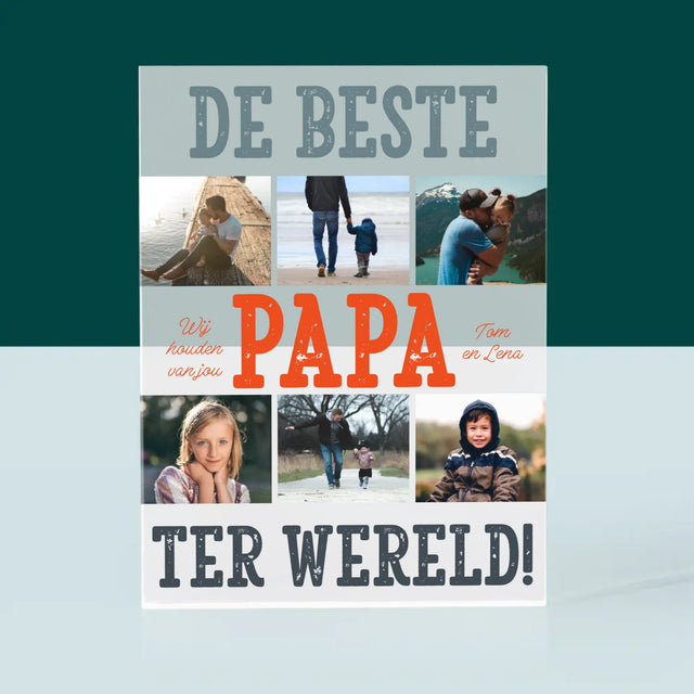 Fotocollage: De Beste Papa Ter Wereld, Foto'S - Acryl Blok