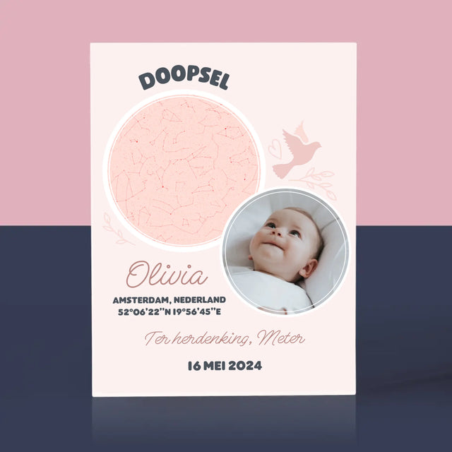 Starrenkaart: Doopsel - Acryl Blok