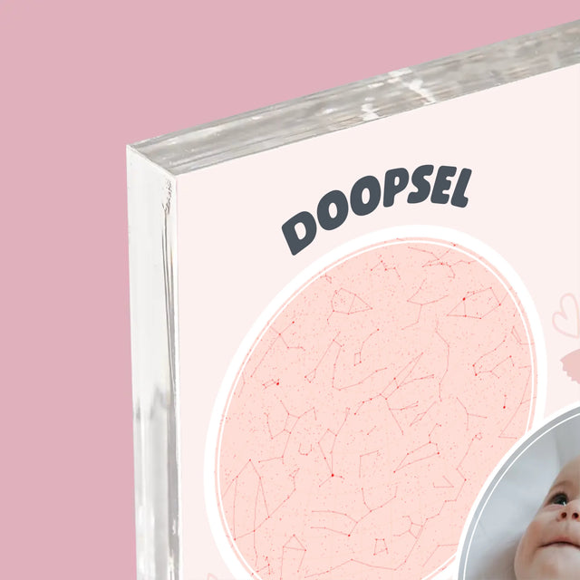 Starrenkaart: Doopsel - Acryl Blok