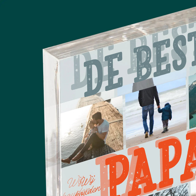 Fotocollage: De Beste Papa Ter Wereld, Foto'S - Acryl Blok