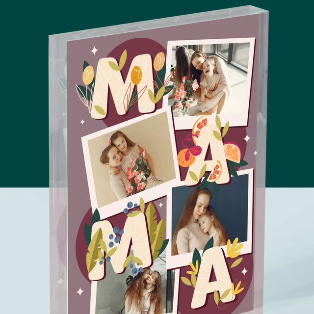 Fotocollage: Letters Mama - Acryl Blok