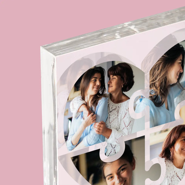 Fotocollage: Puzzel Hart, Voor Mama - Acryl Blok