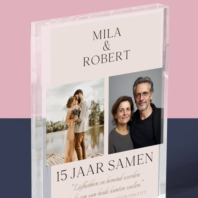 Fotocollage: Liefhebben En Bemind Worden - Acryl Blok