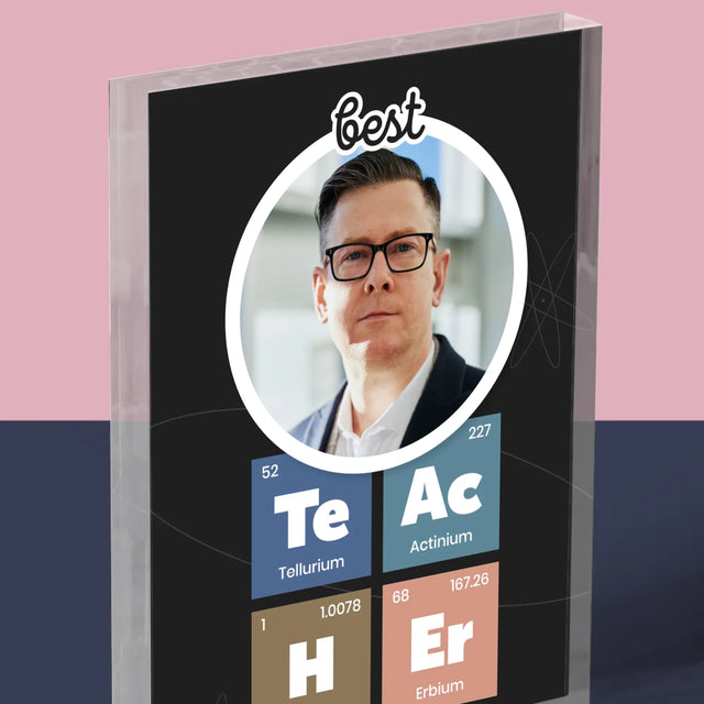 Foto En Handtekening: Teacher Chemische Elementen - Acryl Blok
