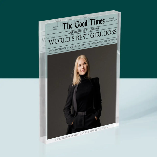 Omslag Van Tijdschrift: World’S Best Girl Boss - Acryl Blok