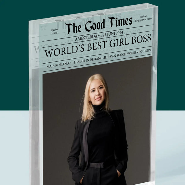 Omslag Van Tijdschrift: World’S Best Girl Boss - Acryl Blok