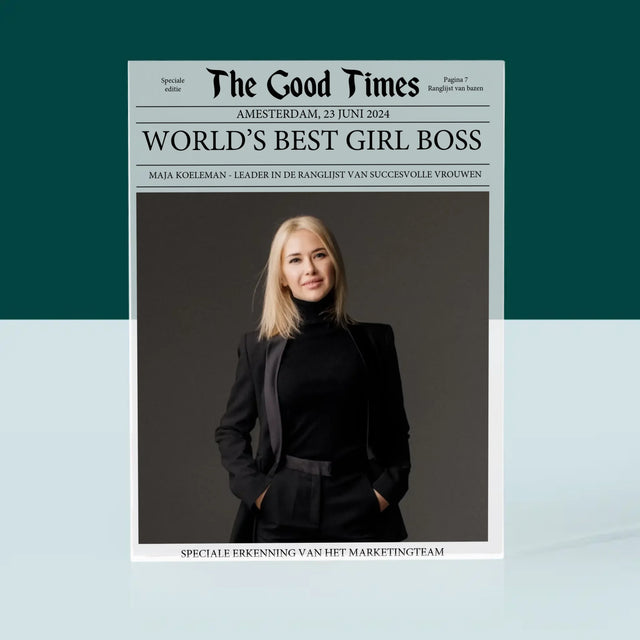 Omslag Van Tijdschrift: World’S Best Girl Boss - Acryl Blok