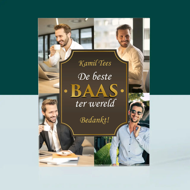Fotocollage: De Beste Baas Ter Wereld - Acryl Blok