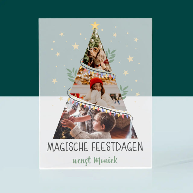 Fotocollage: Kerstboom, Magische Feestdagen - Acryl Blok
